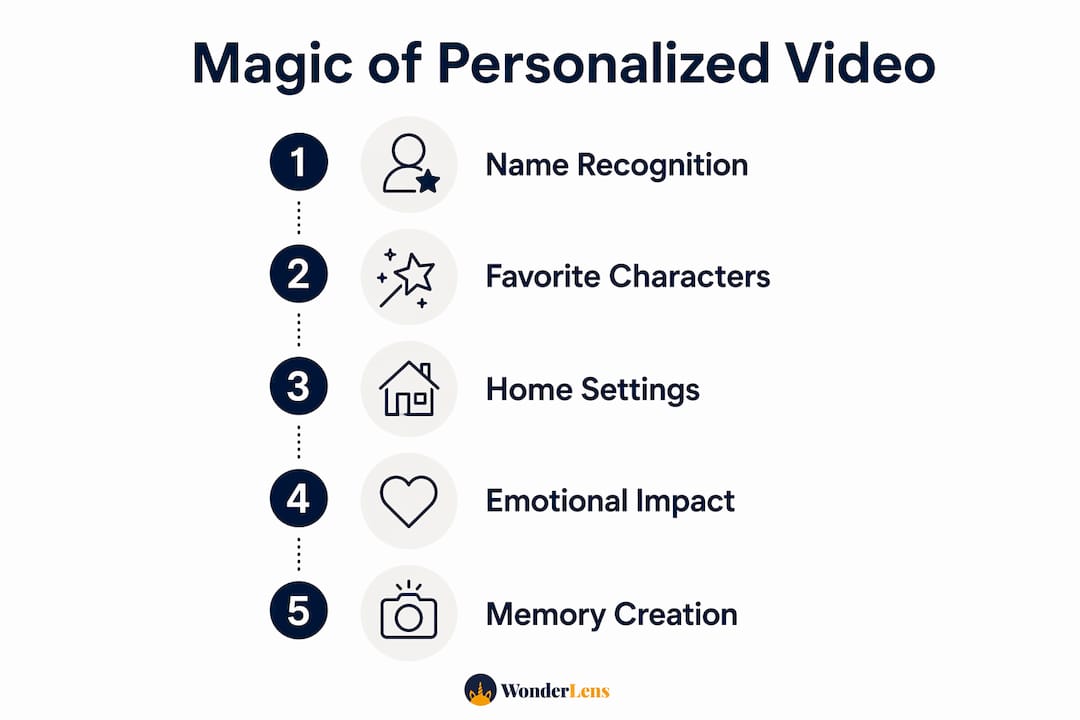Infographic showing key benefits of personalized videos for kids