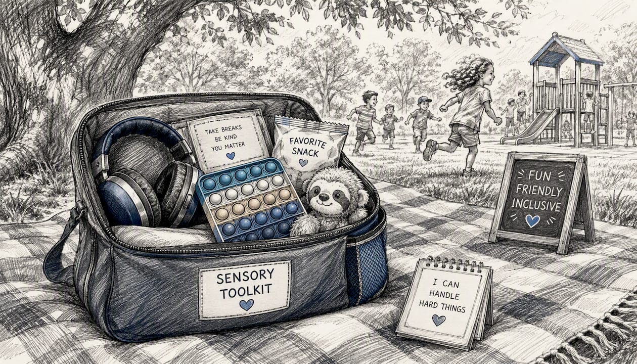 Sensory toolkit packed in car seat