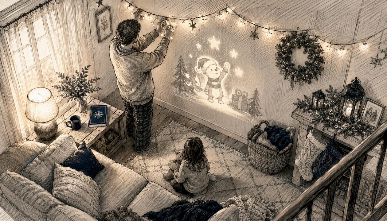 Parent adjusting lighting for animation effect