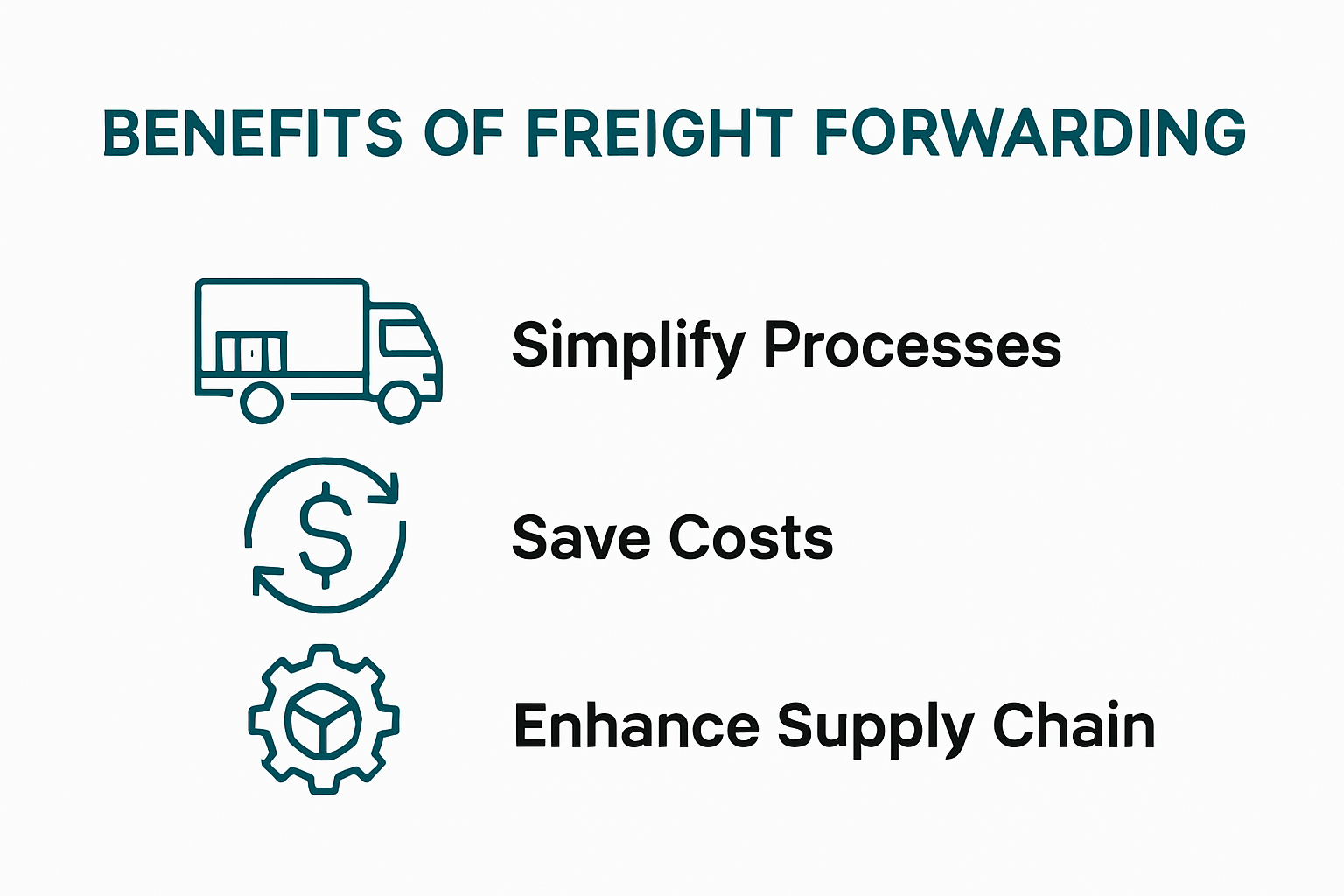 Infographic showing main benefits of freight forwarding
