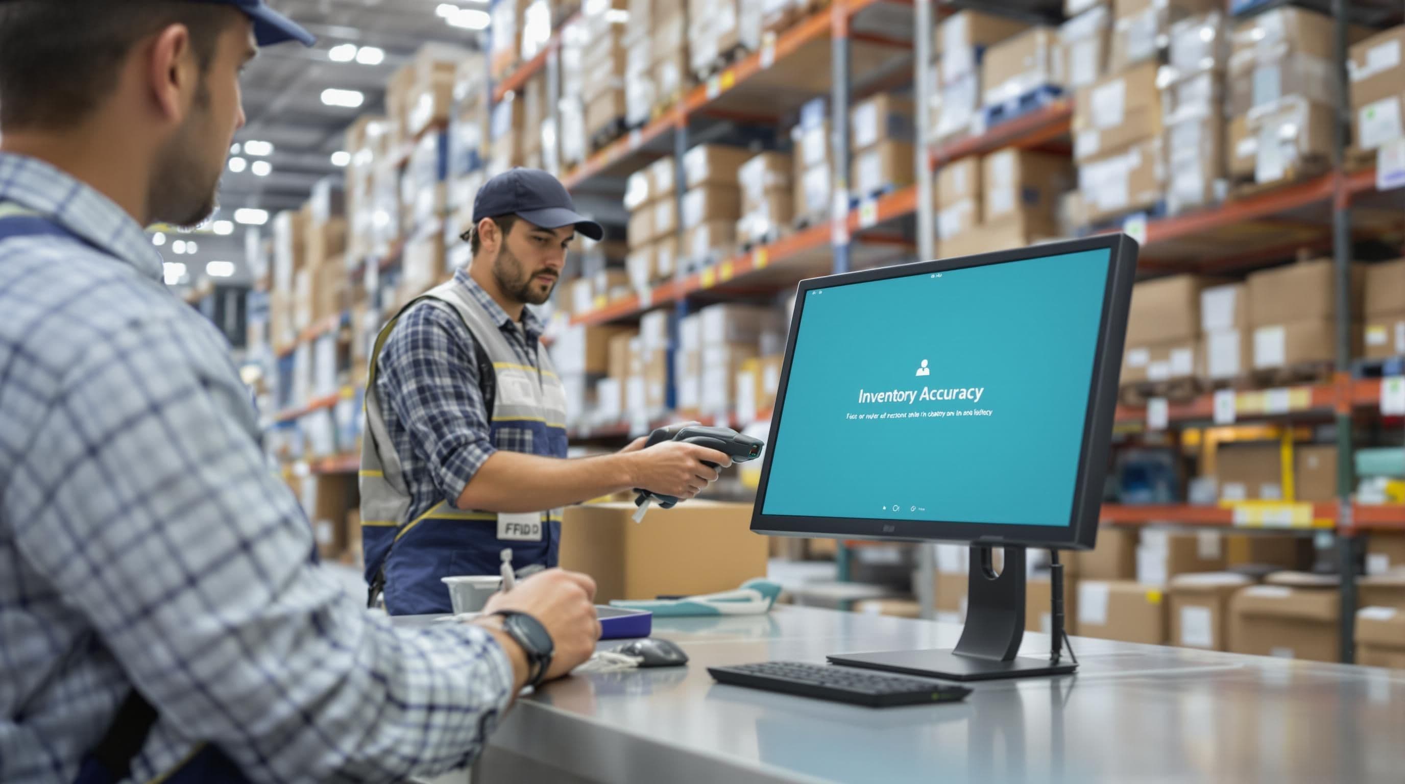 Warehouse worker scanning items for accurate real-time inventory tracking