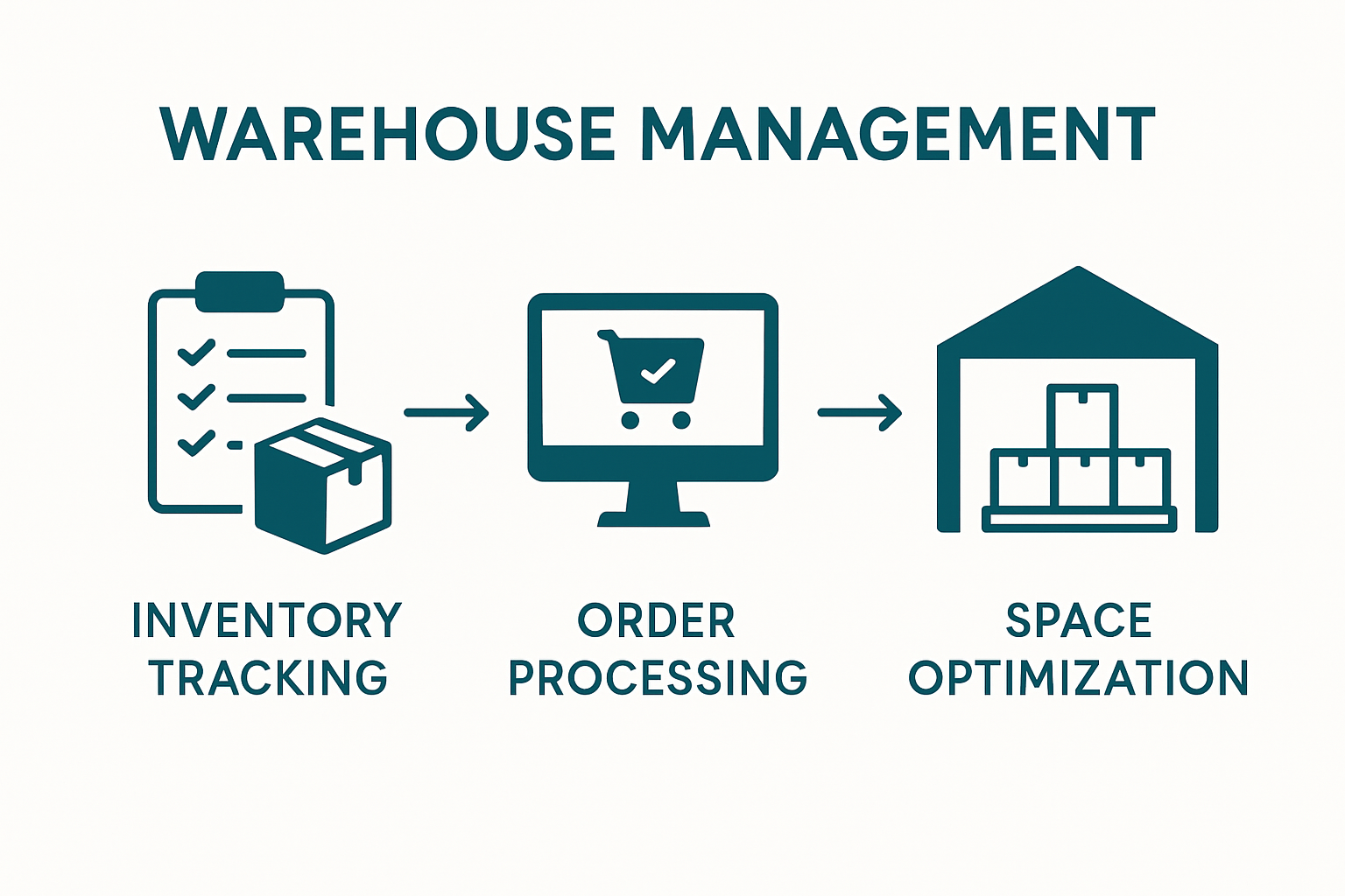 How warehouse management systems work infographic flow