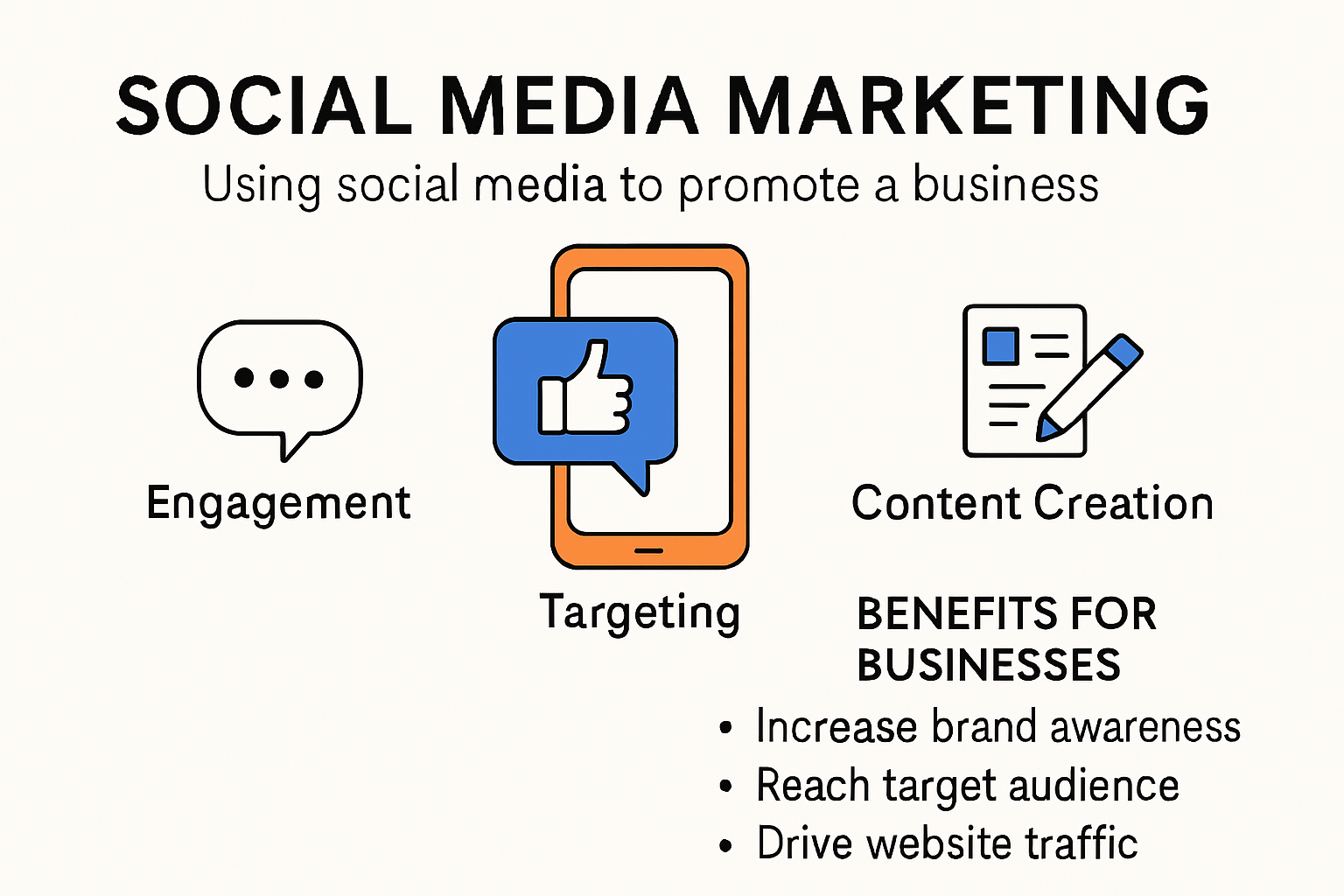 Infographic explaining social media marketing basics and benefits