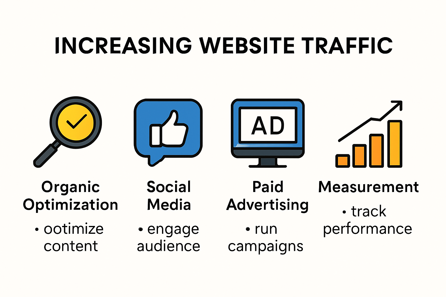 Infographic outline of top website traffic growth strategies