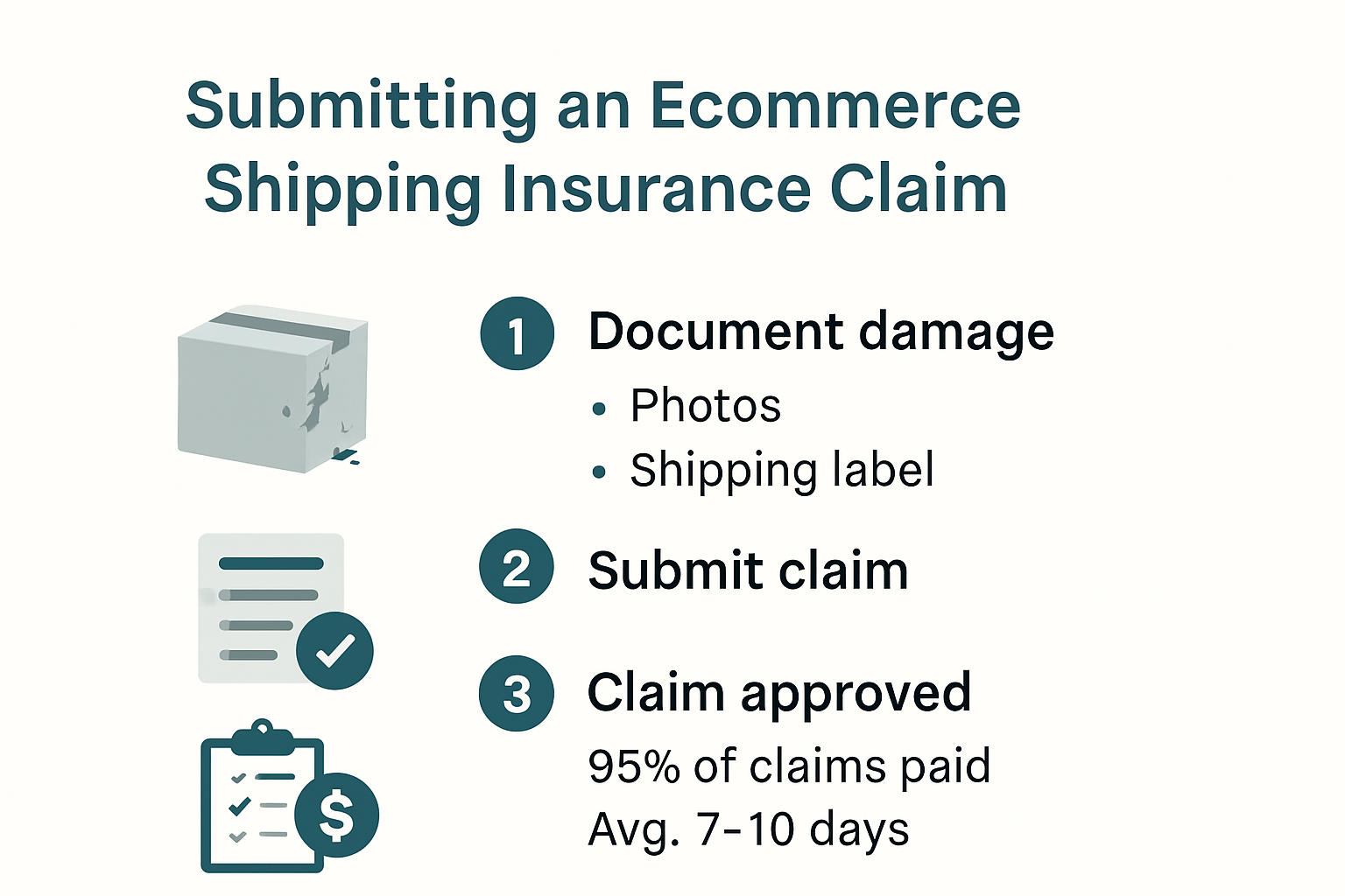 Infographic illustrating the ecommerce shipping insurance claims process