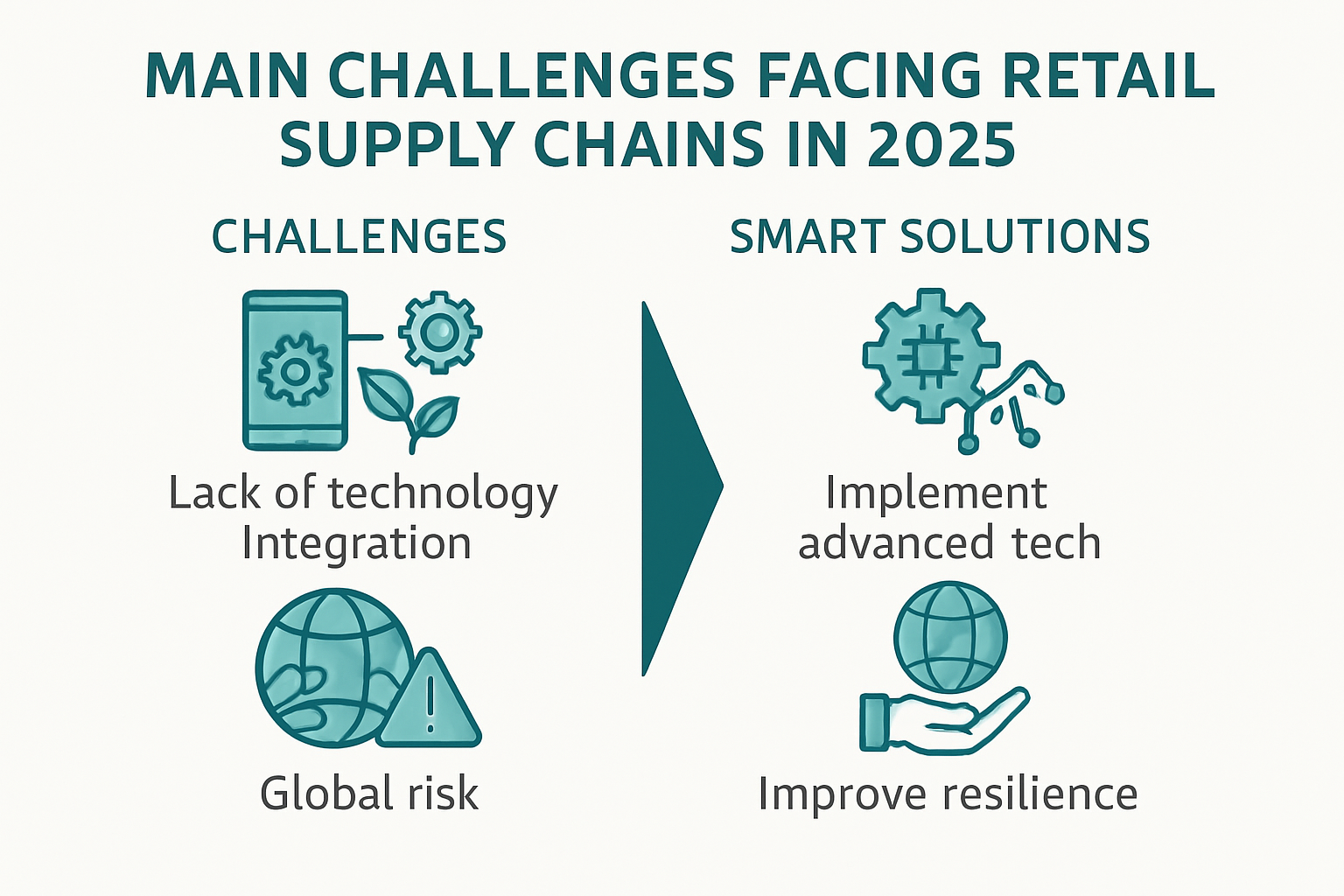 Retail supply chain challenges and solutions infographic
