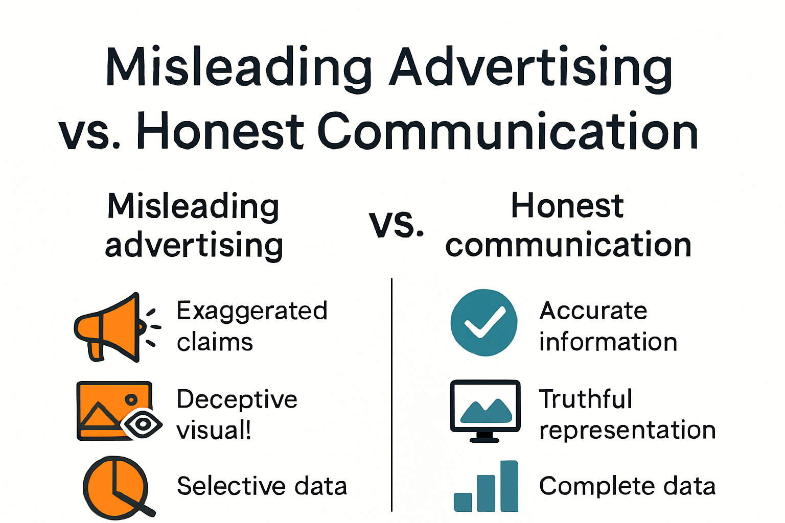 Infographic of misleading advertising tactics vs best practices