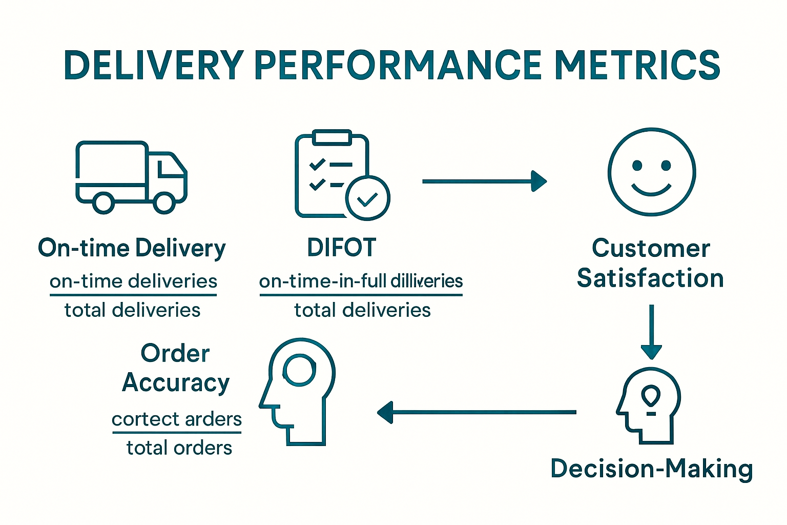 Key delivery performance metrics visualized with calculations and flow