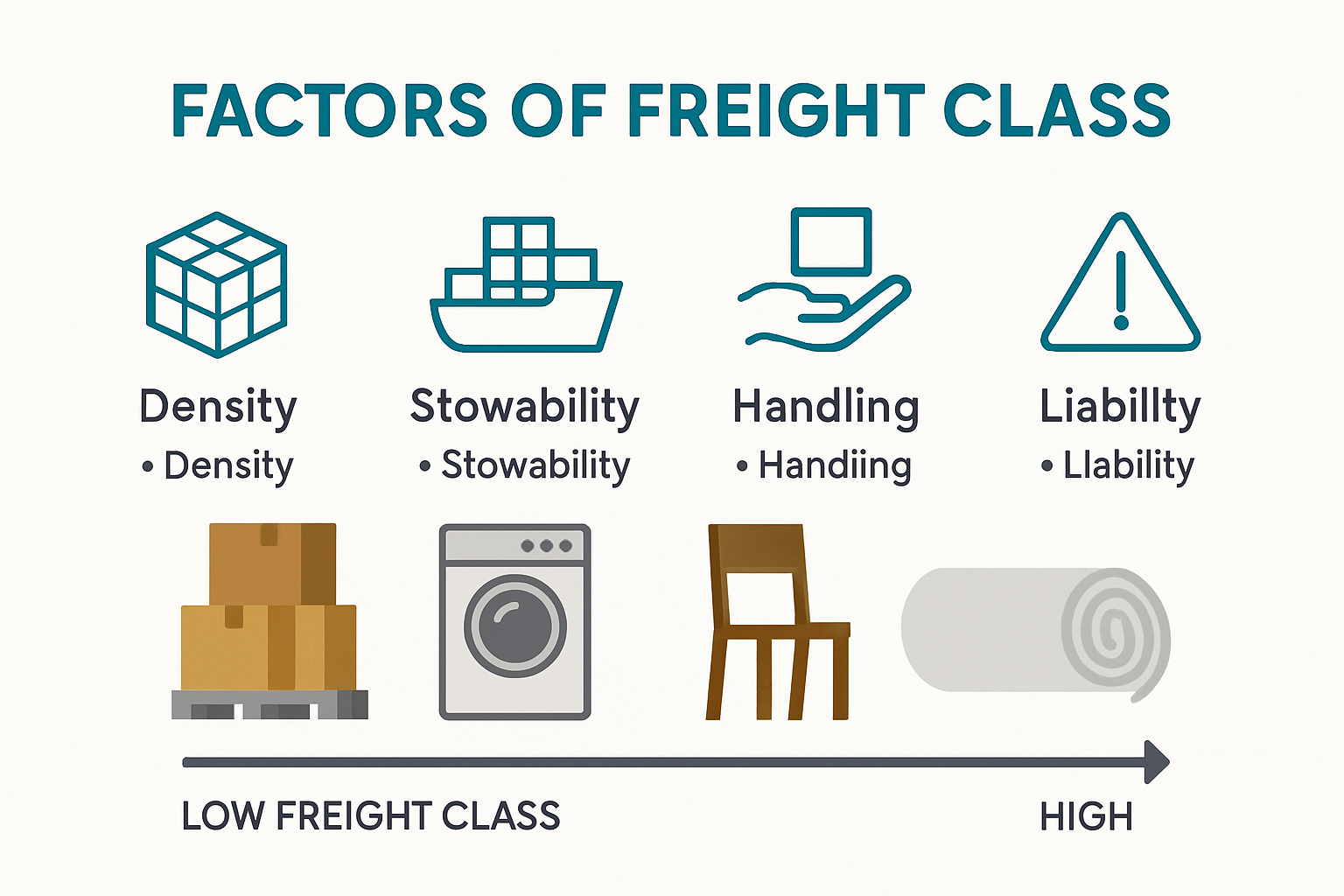 Visual breakdown of freight class factors and examples