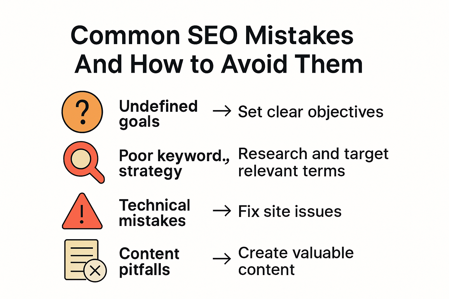 Infographic of top SEO mistakes and solutions