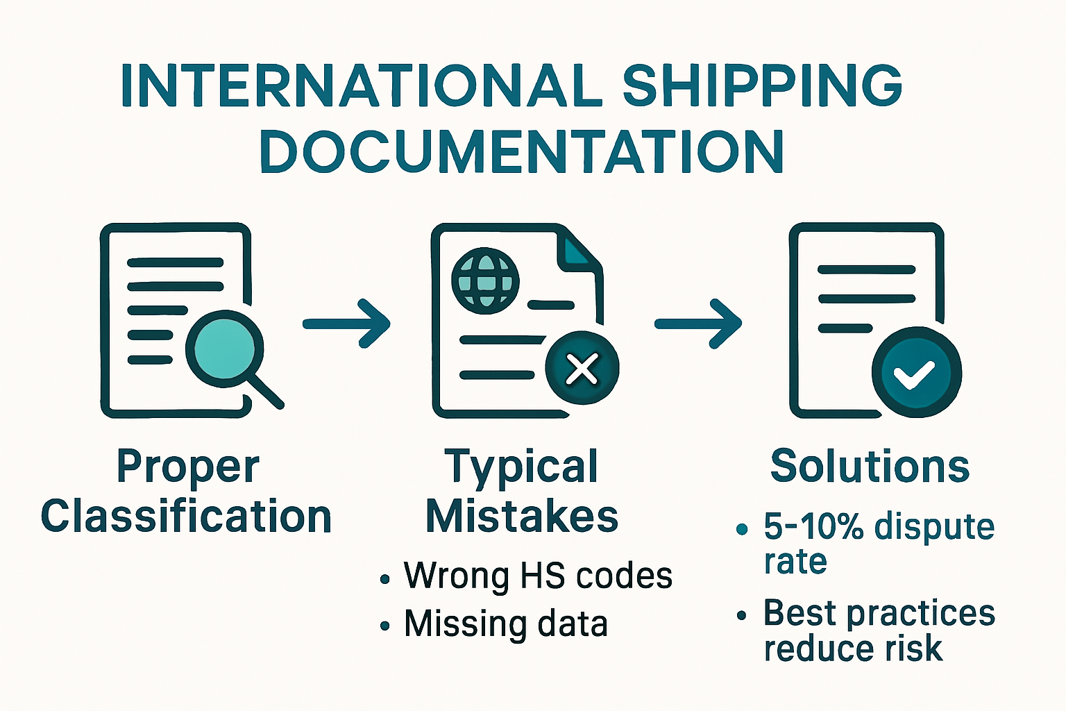 Flowchart of shipping document errors and solutions