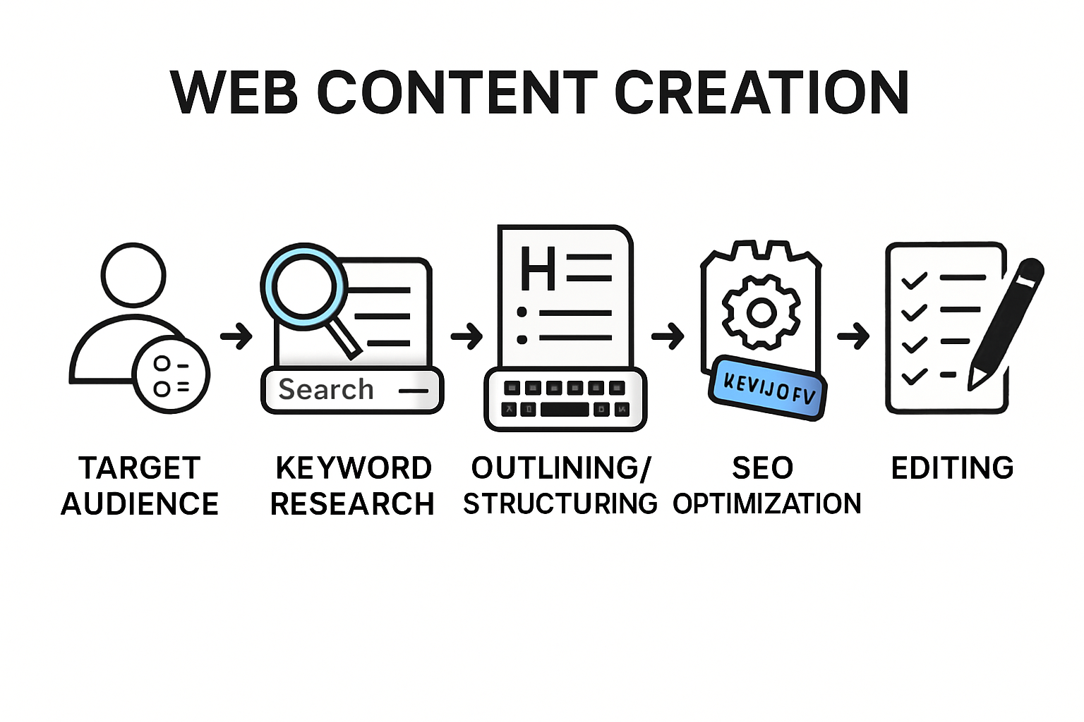 Infographic showing steps for writing web content