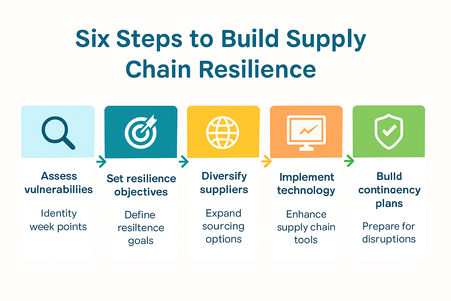 Six-step infographic for resilient supply chain building