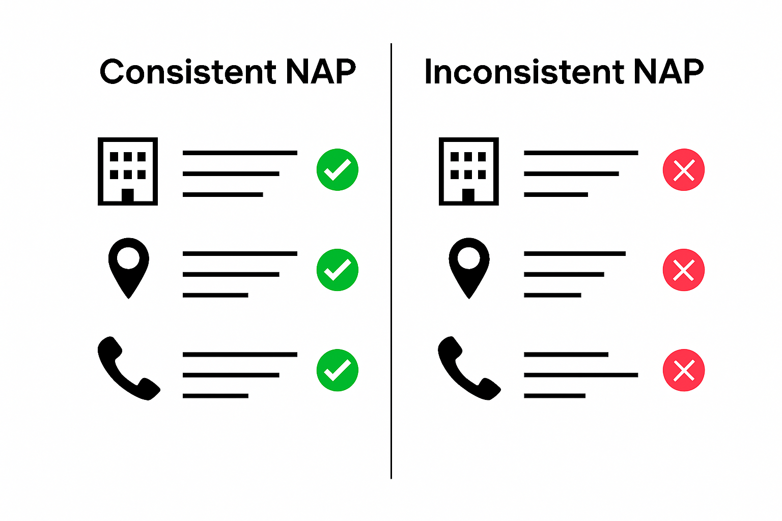 Consistent versus inconsistent NAP citation visual