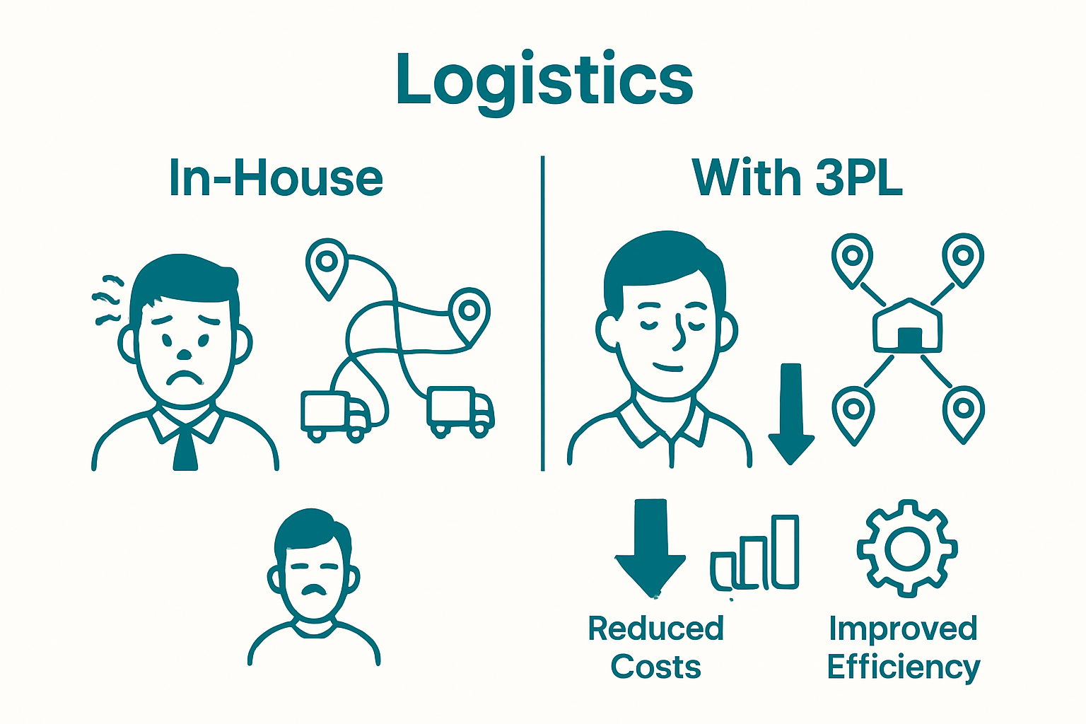 Comparison of in-house logistics versus third party logistics advantages