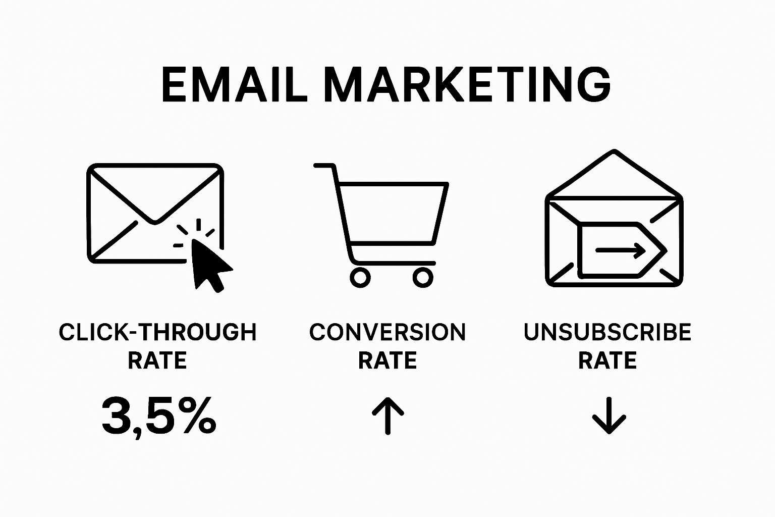 Infographic comparing key metrics: click-through, conversion, unsubscribe
