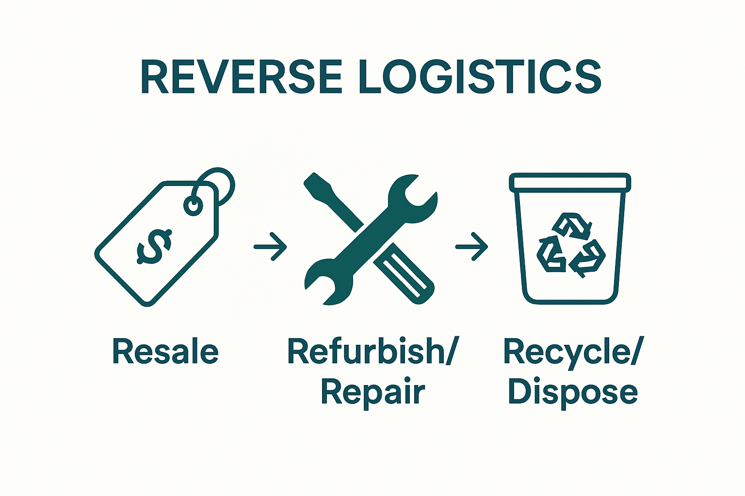 Infographic showing three main return process pathways: Resale, Refurbish, Recycle