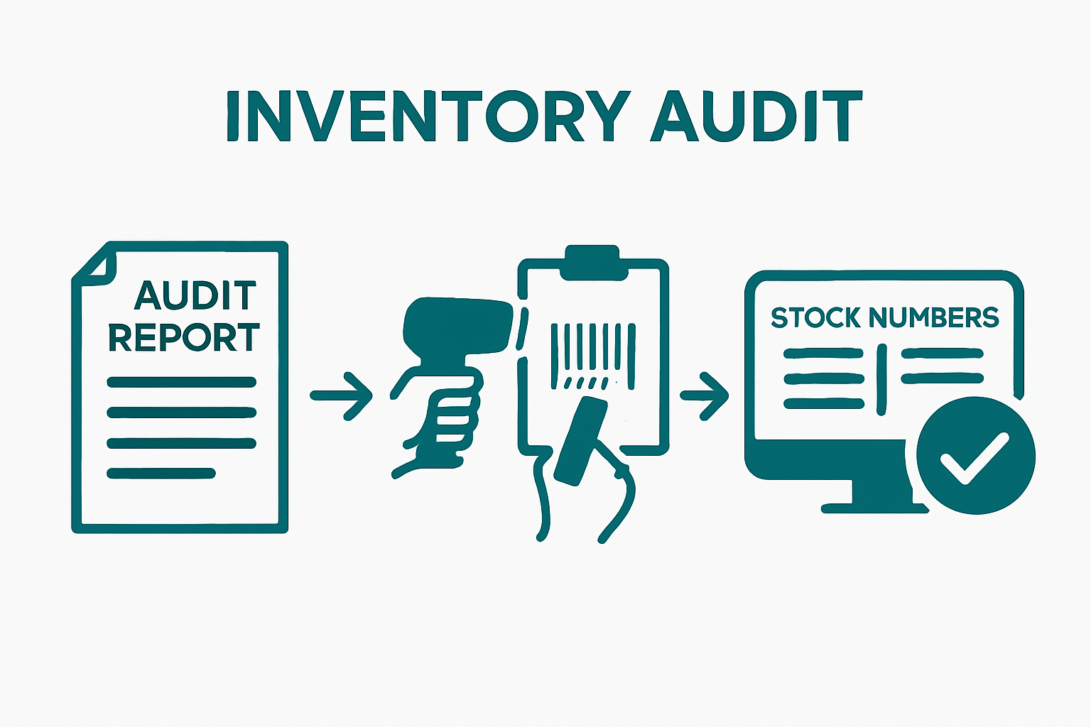 Simple 3-step inventory audit workflow diagram
