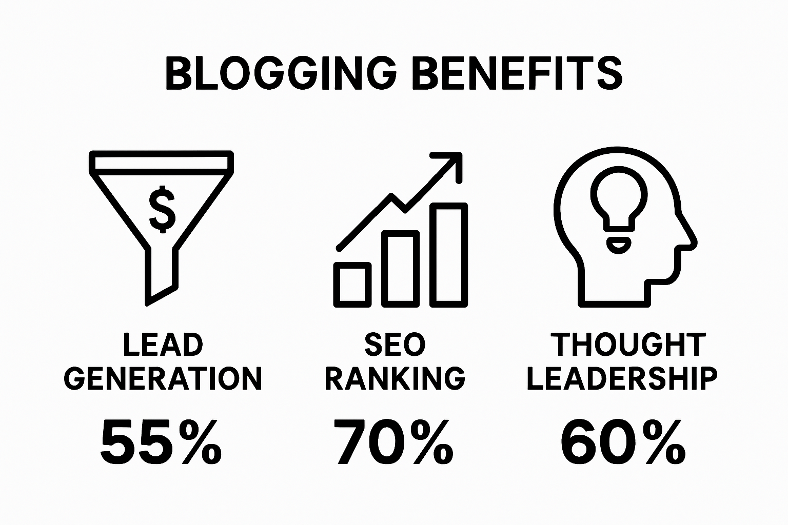 Infographic comparing lead generation, SEO, and thought leadership stats