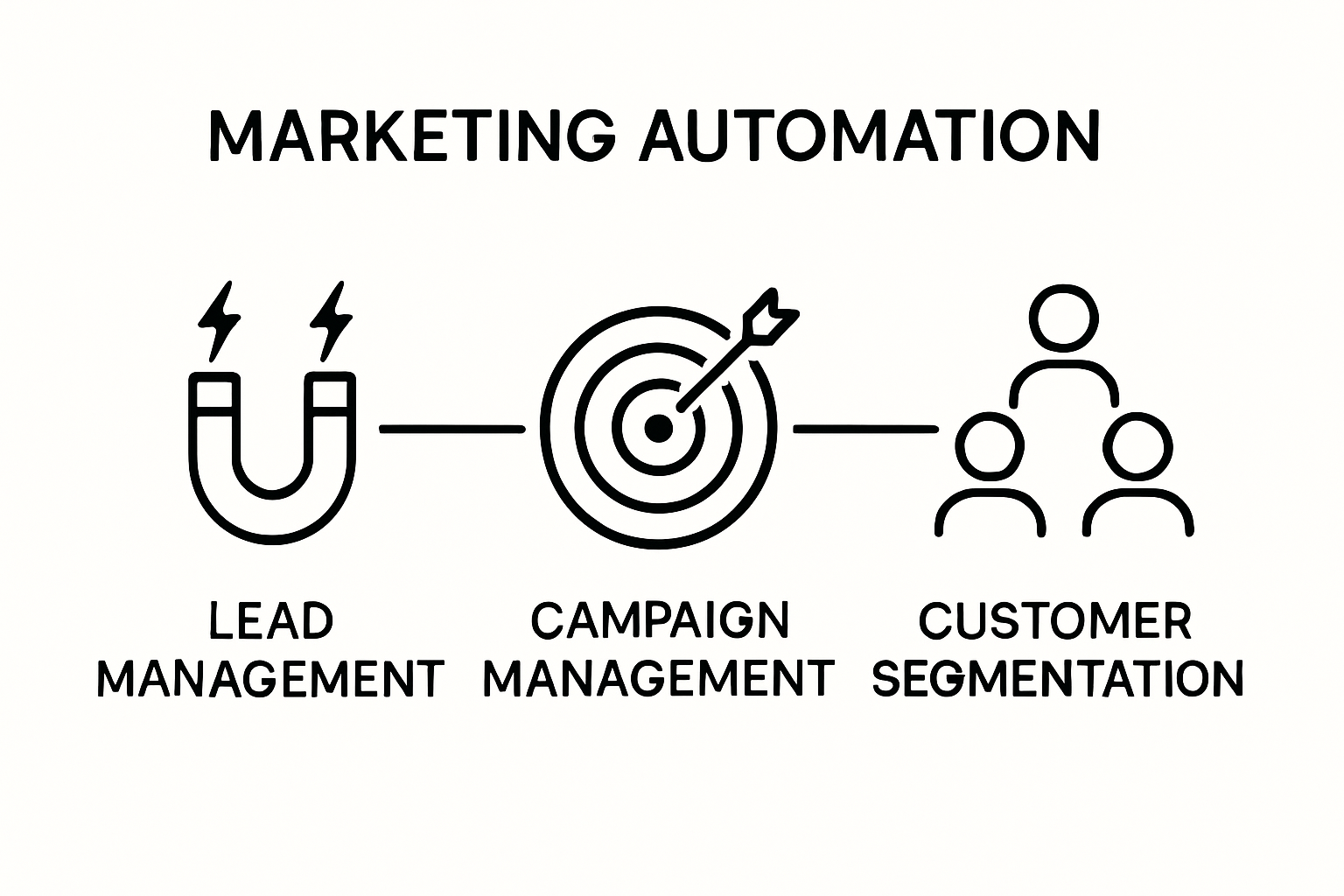 Infographic showing three key components of marketing automation