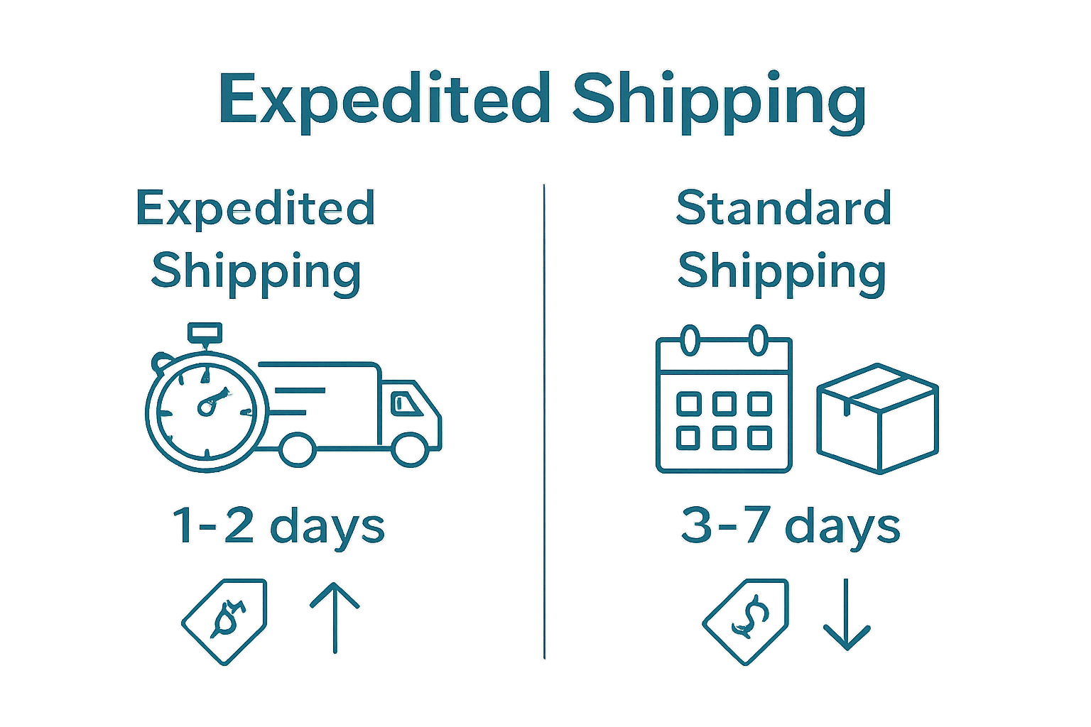 Infographic comparing expedited vs standard shipping on speed and cost