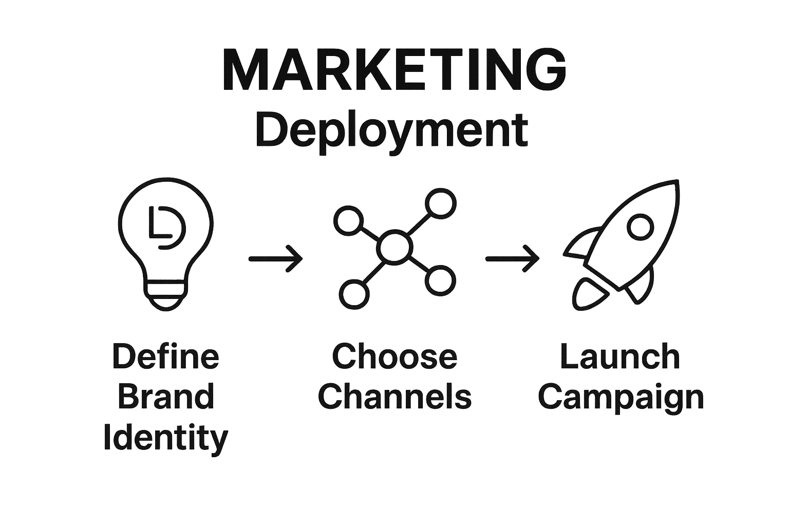 Three-step franchise marketing workflow diagram