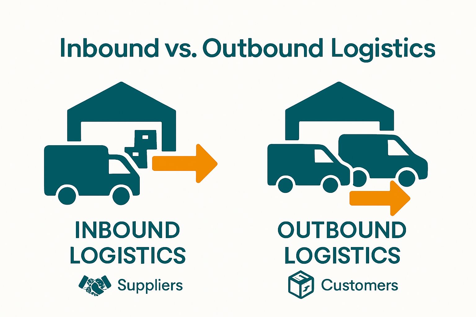 Infographic comparison of inbound versus outbound logistics