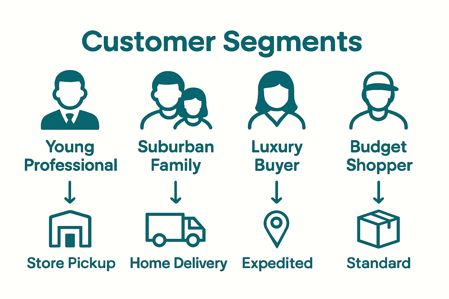 Infographic comparing ecommerce customer segments and their logistics needs.