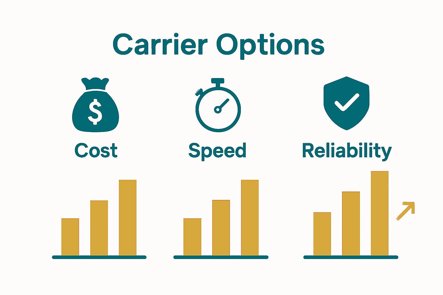 Infographic comparing carrier cost, speed, reliability