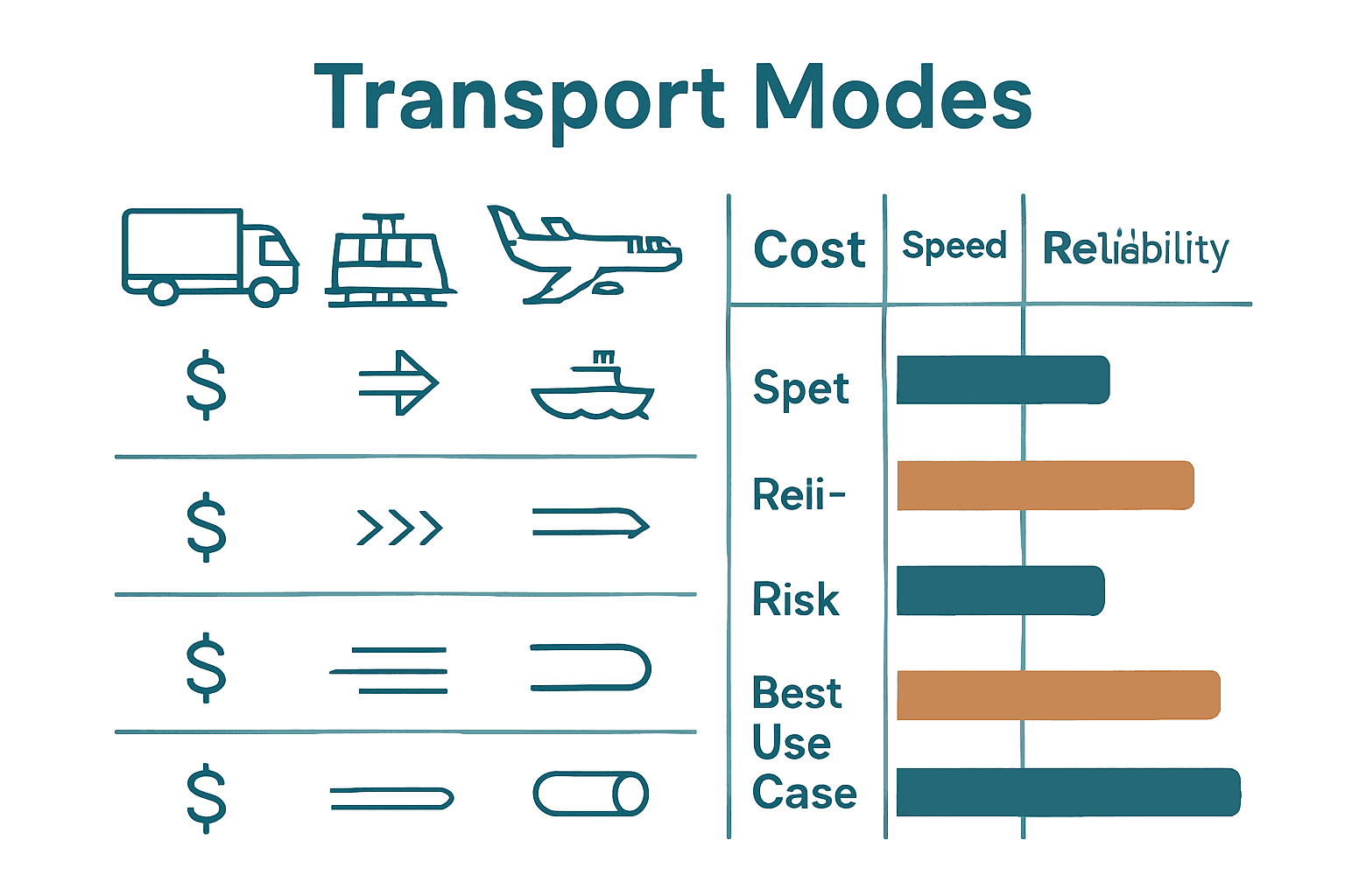 Infographic comparing transportation modes for ecommerce shipping
