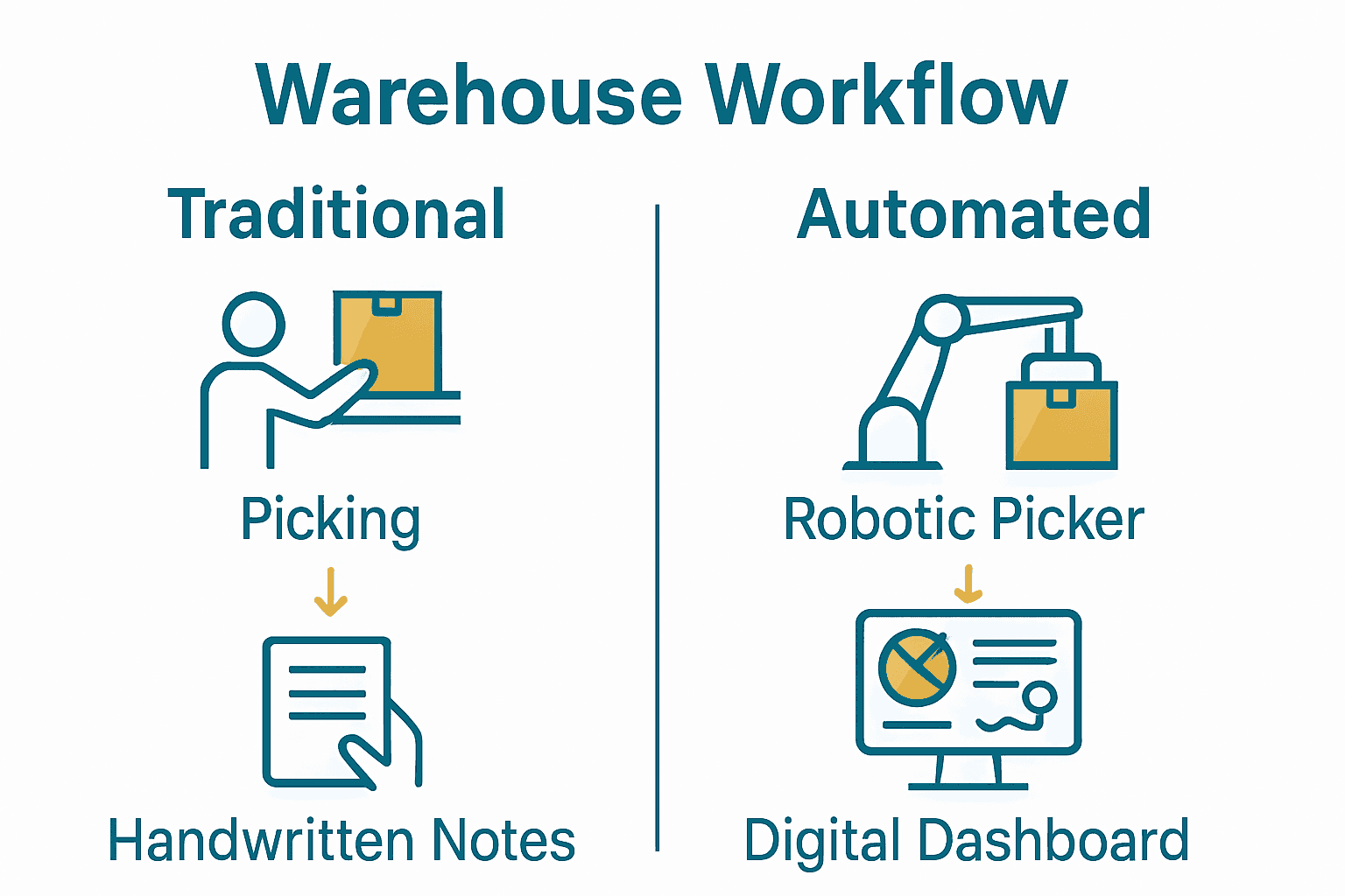 Comparison of manual versus automated warehouse workflows