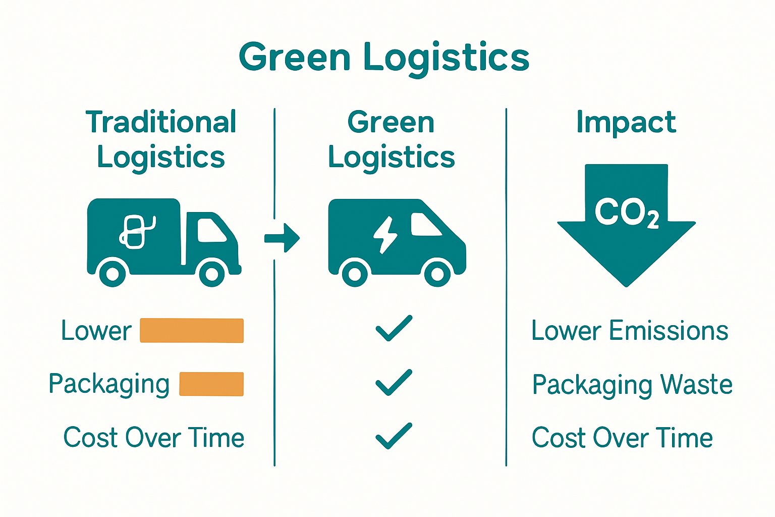 Benefits comparison chart for green logistics