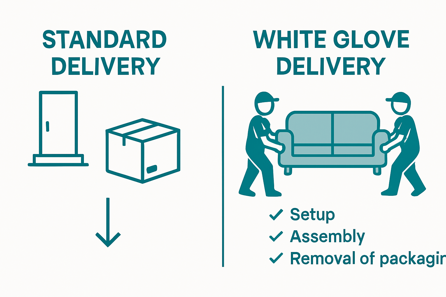Infographic comparing white glove and standard delivery