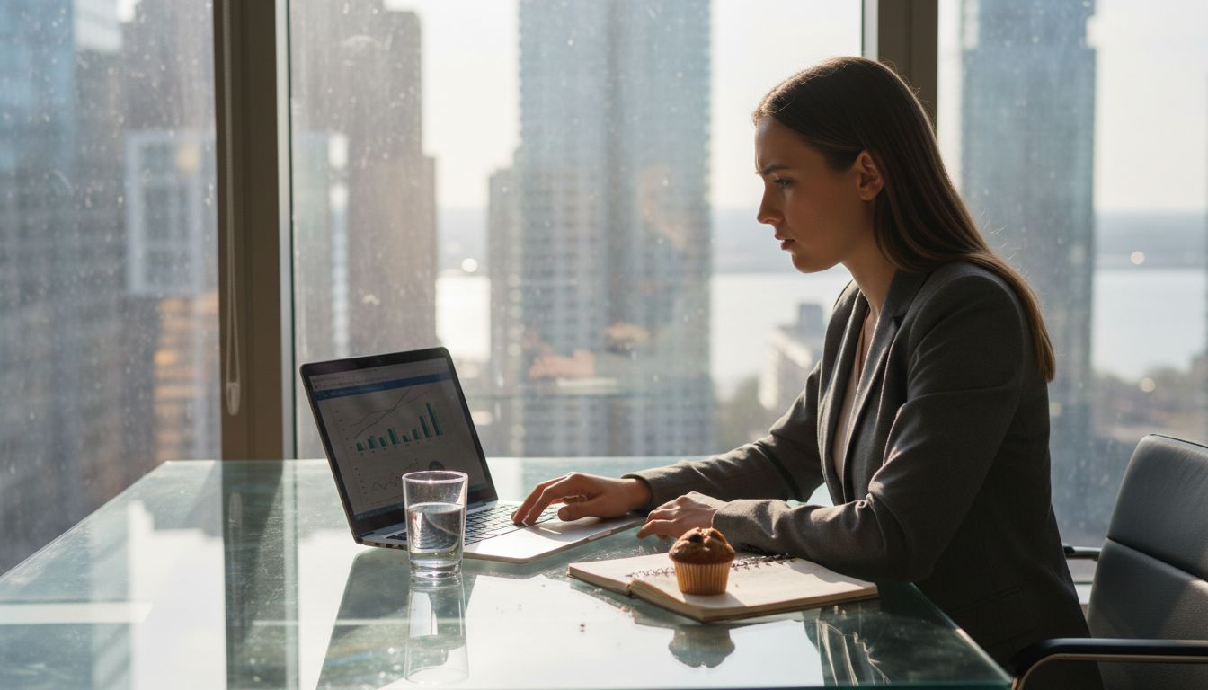 Woman reviewing conversion rate metrics