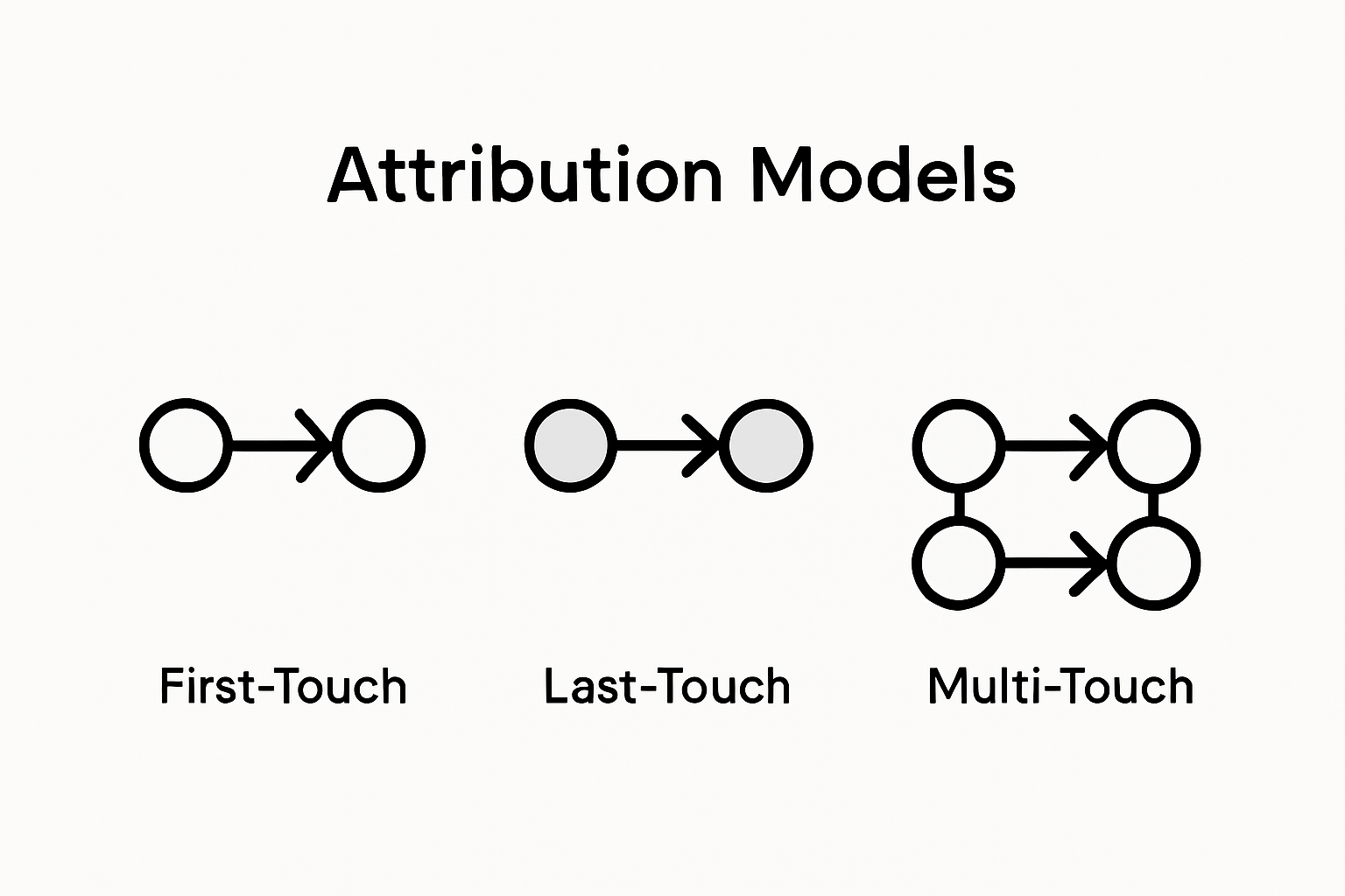 Infographic comparing attribution model types