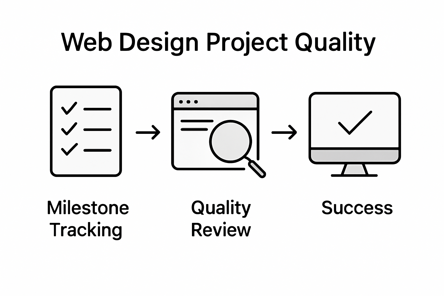 Infographic showing web design project monitoring steps