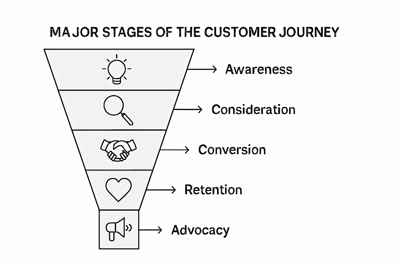 Stages in customer journey funnel infographic