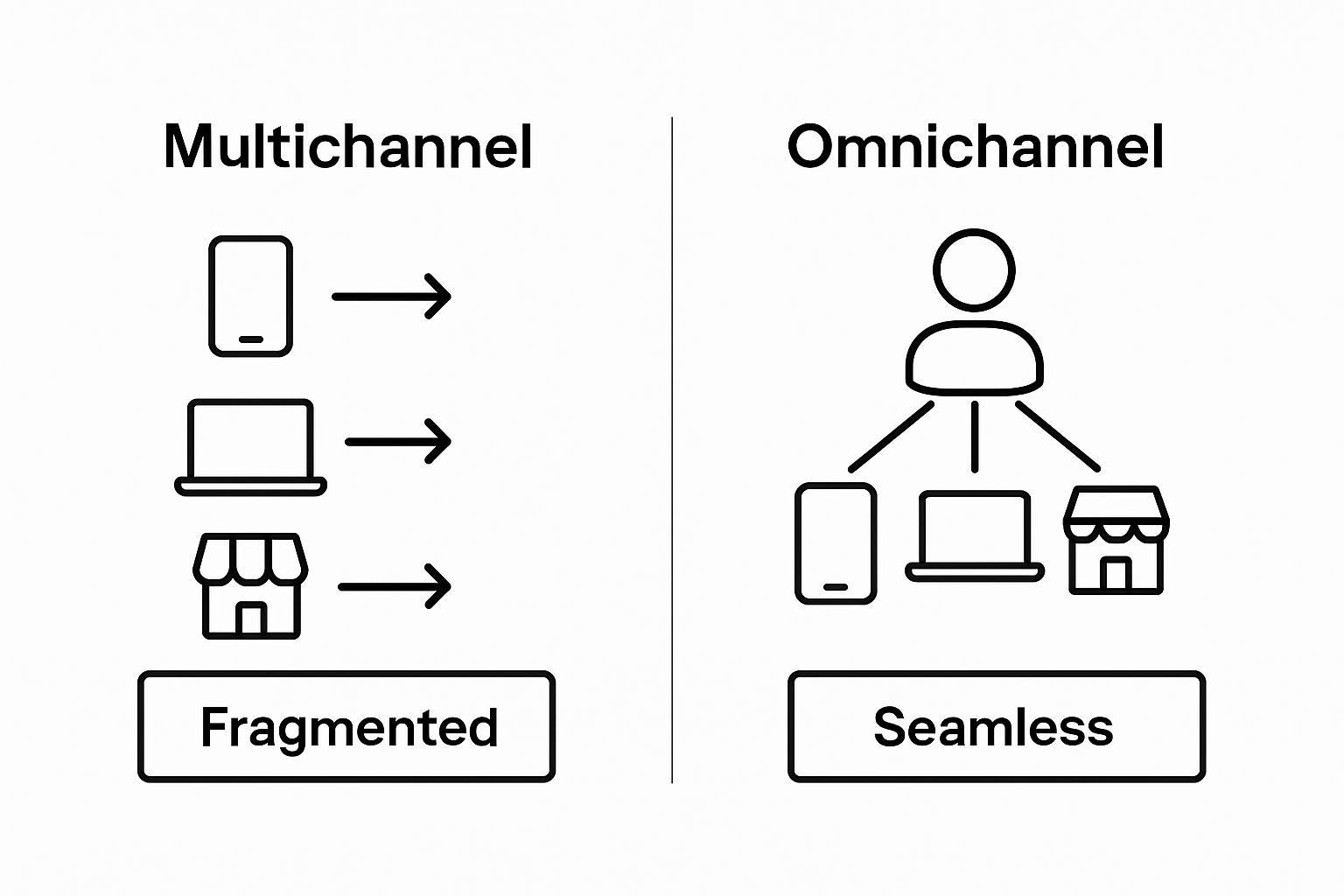 Infographic comparing multichannel and omnichannel