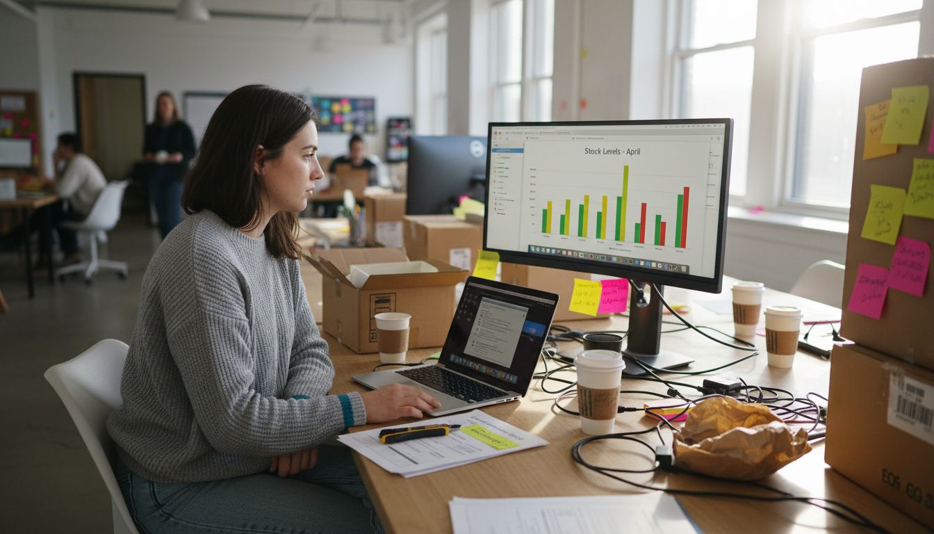 Manager reviews real-time inventory dashboard