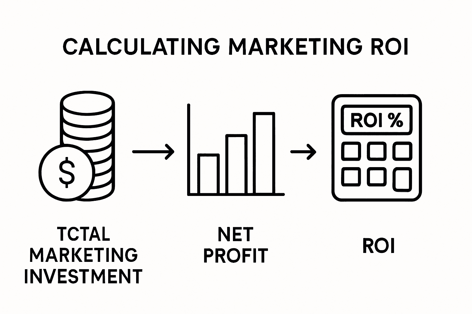 Infographic explaining steps to calculate ROI