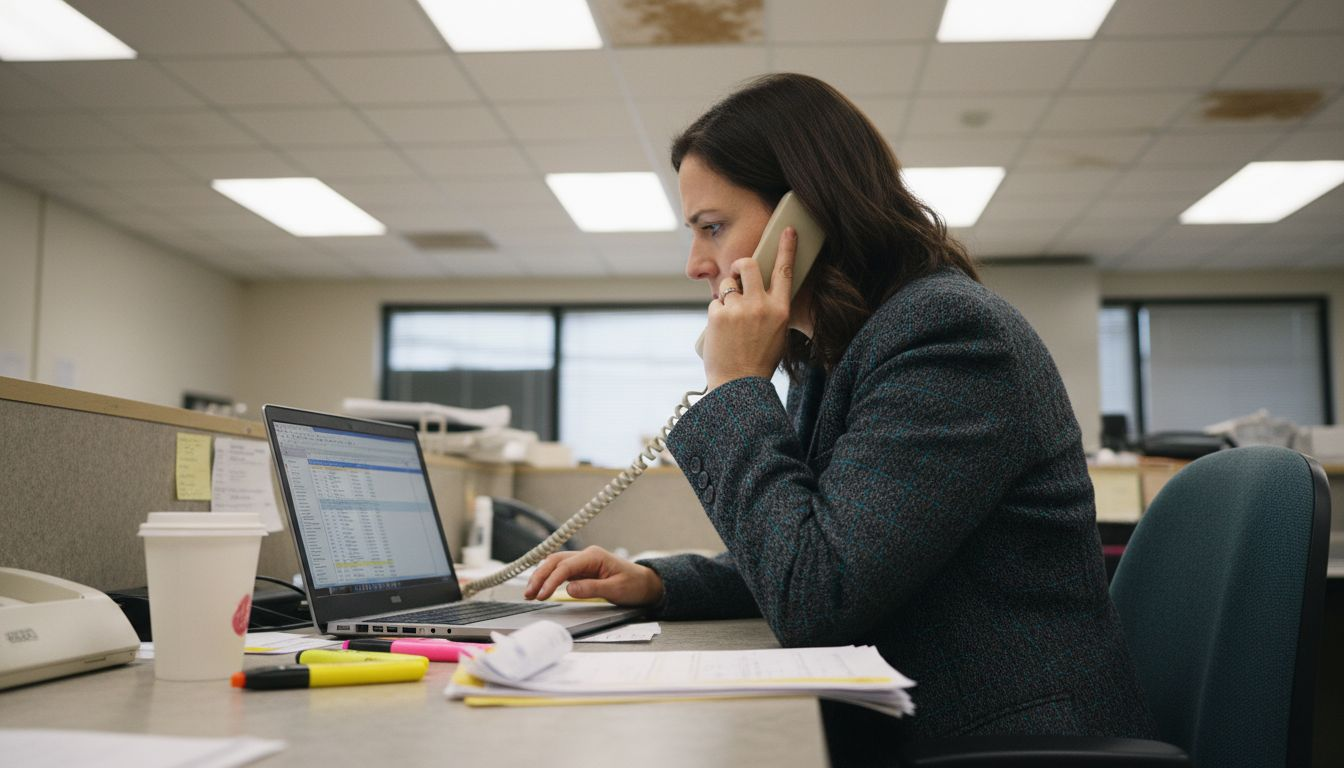 Office worker reviewing ecommerce logistics orders