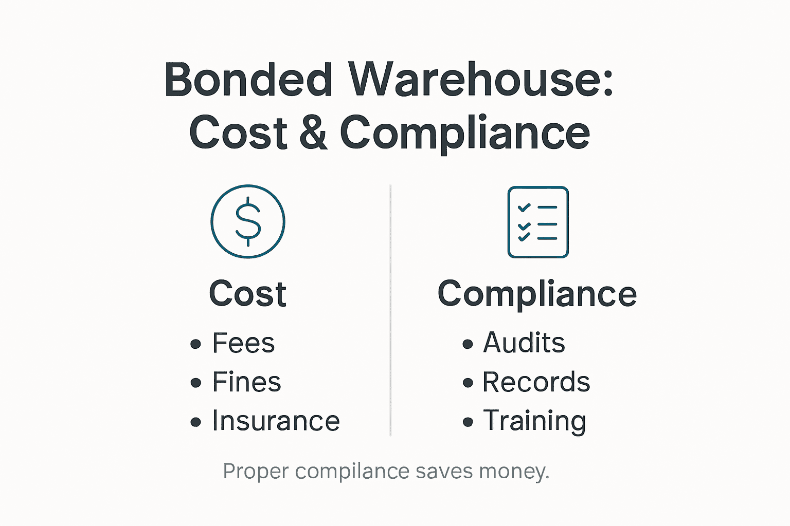 Infographic showing bonded warehouse costs and compliance