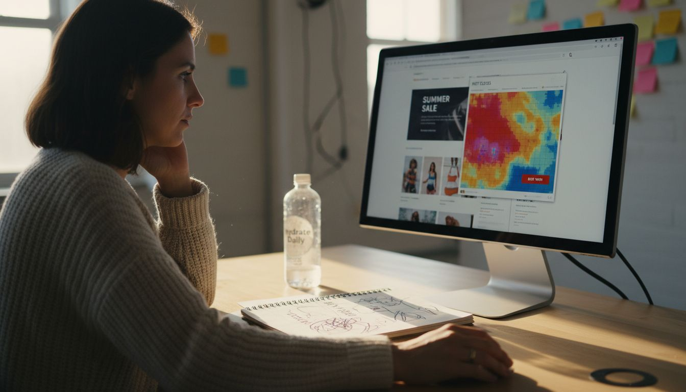 Designer reviewing real-time website heatmap