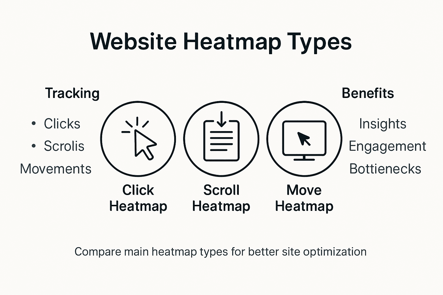 Infographic comparing website heatmap types