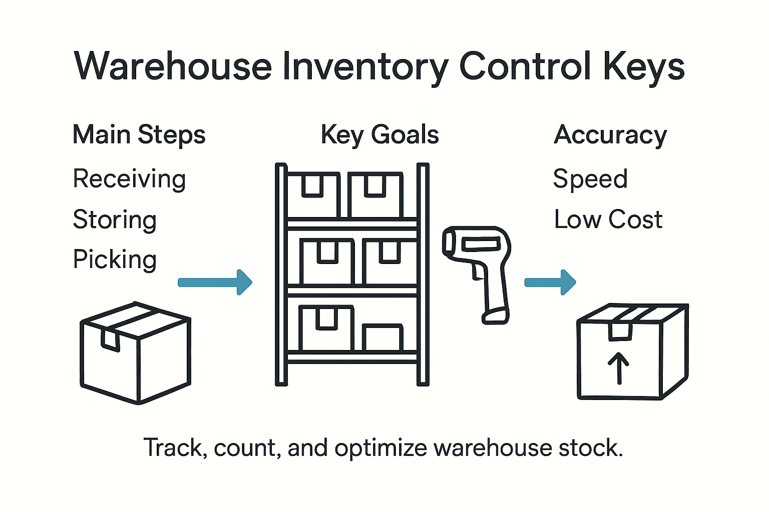 Infographic of warehouse inventory control workflow