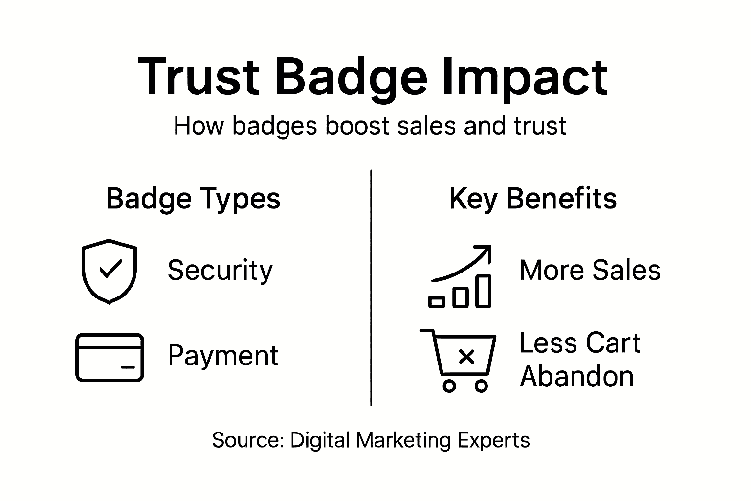 Infographic showing trust badge types and benefits