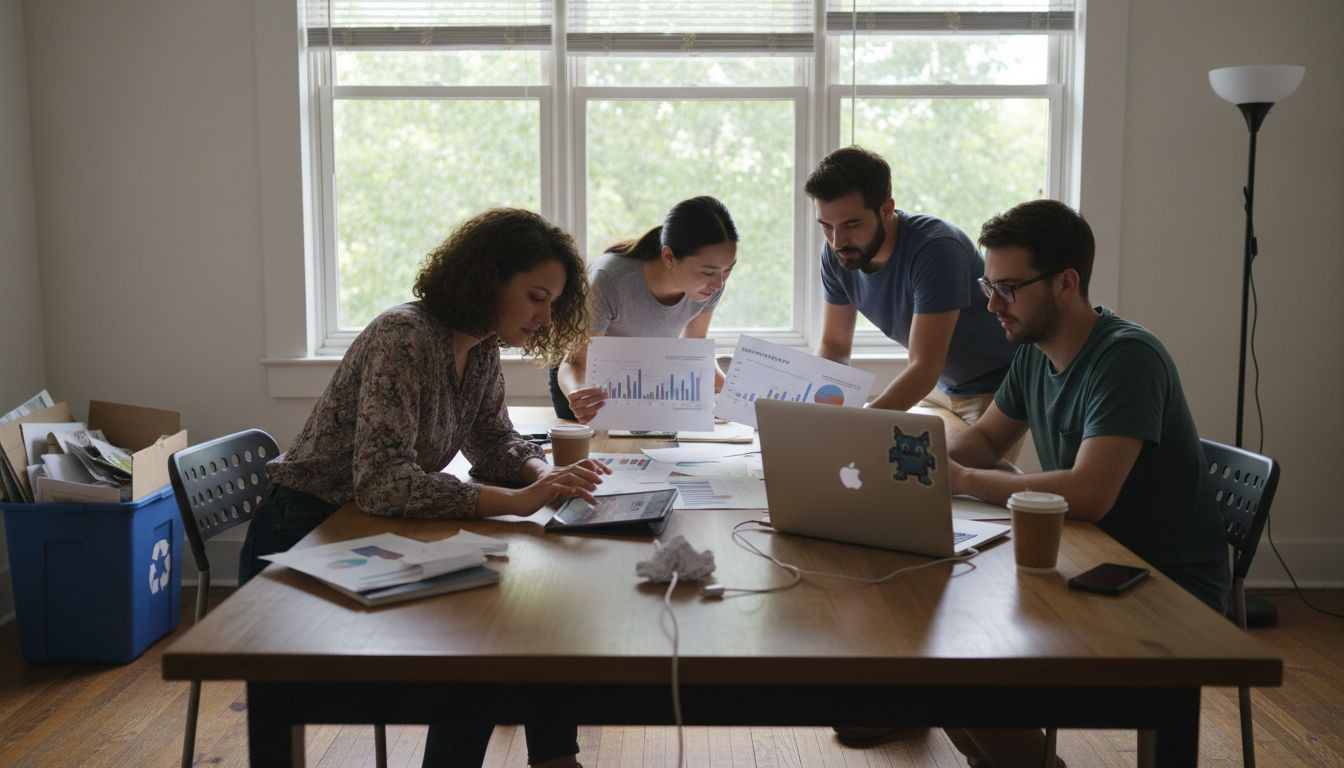 Eco startup team working on digital strategies