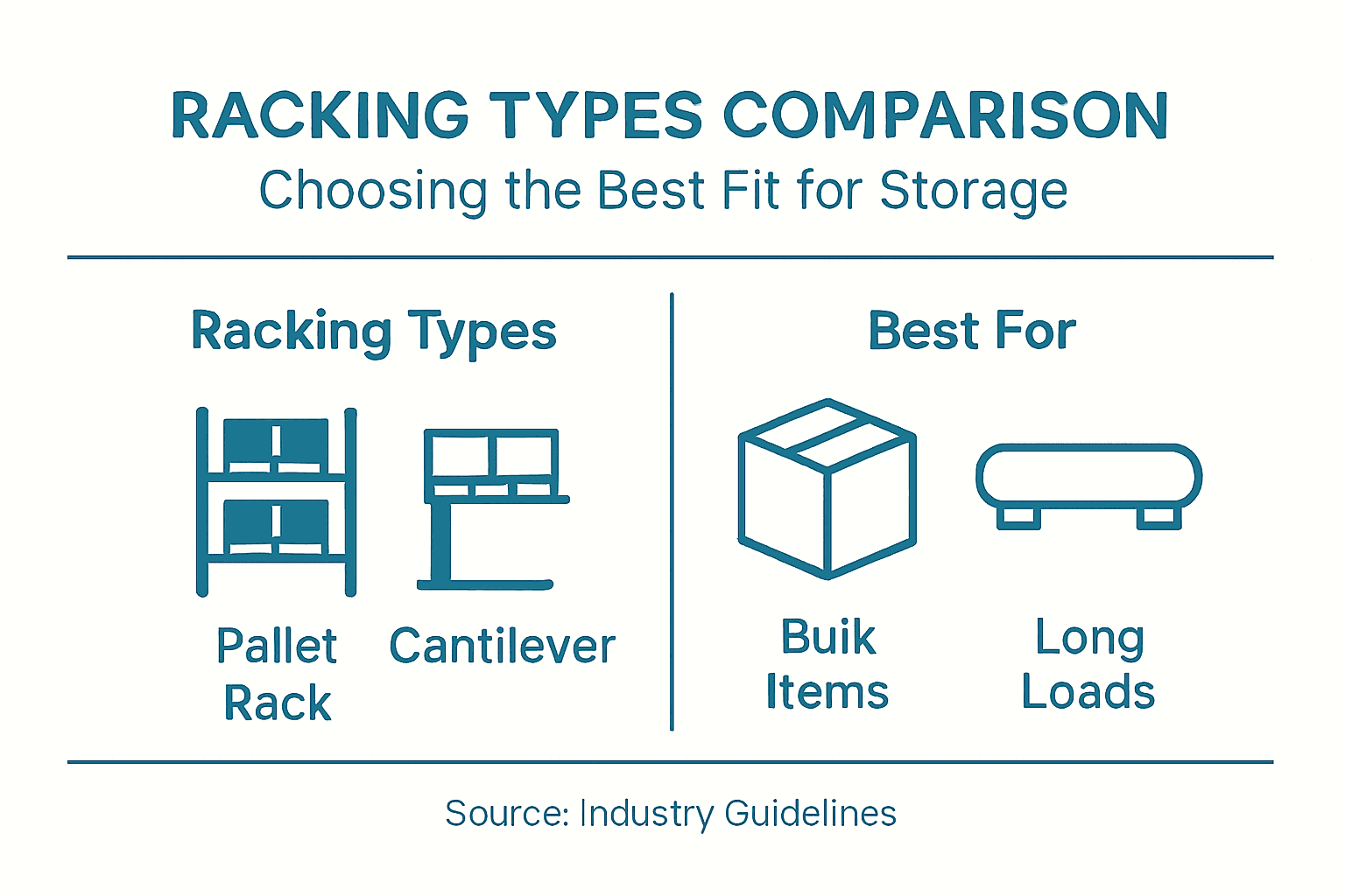Infographic comparing warehouse racking types