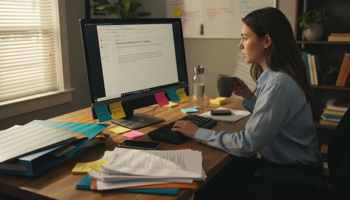 Marketing specialist crafting personalized client outreach