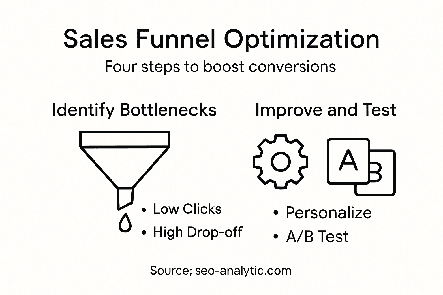 Infographic showing sales funnel optimization steps